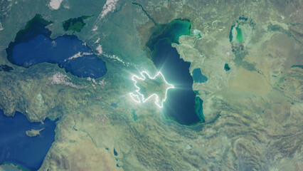 Realistic Earth Glowing Borders Azerbaijan