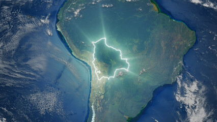 Realistic Earth Glowing Borders Bolivia