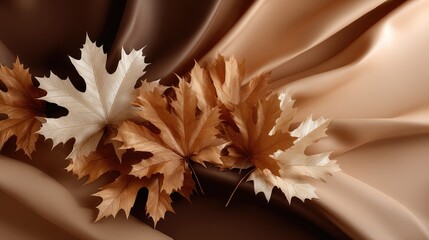 Colorful autumn leaves create a vibrant fall foliage display with empty space for text or design