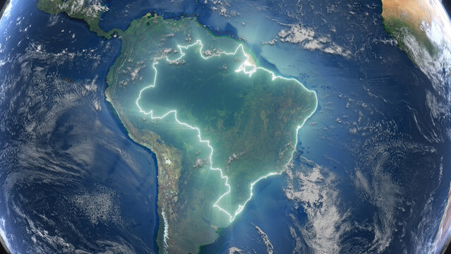 Realistic Earth Glowing Borders Brazil