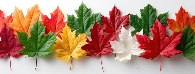 Maple leaves gracefully falling in autumn air, capturing the beauty of nature's transformation in high-resolution detail