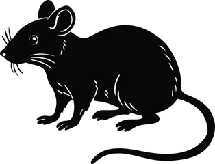 Obraz premium Sleek Silhouette: A detailed illustration of a black rat in a minimalist, striking design, perfect for various creative projects. 