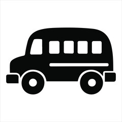 Silhouette School Bus Icon – Black and White Vector Illustration