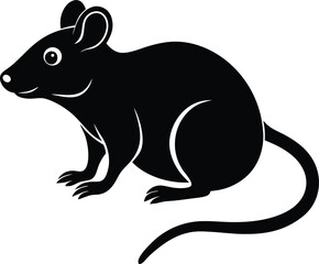 Obraz premium Black silhouette of the mouse: This striking silhouette captures the essence of a mouse, ideal for various design projects.