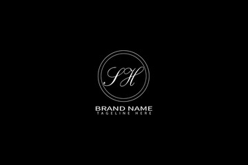 SH Monogram Logo Design Luxury Minimalist Lettermark for Elegant Brand Identity