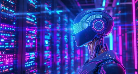 Robot Head in Server Room