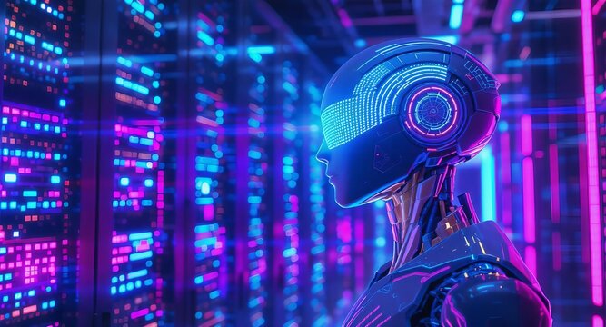 Robot Head in Server Room