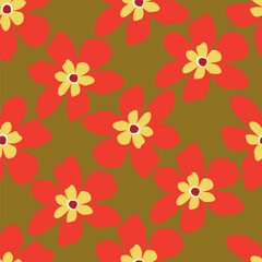 Cute vector floral seamless pattern. Colorful flowers background. Trendy repeat texture for fashion print, wallpaper or fabric.