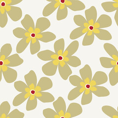 Cute vector floral seamless pattern. Colorful flowers background. Trendy repeat texture for fashion print, wallpaper or fabric.