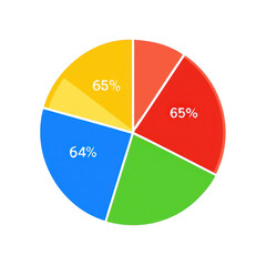 Obraz premium Colorful pie chart with percentage data isolated on transparent background