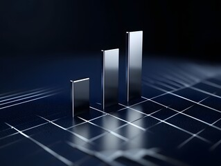 Metallic Bar Graph Ascending Growth Chart