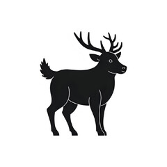 Illustration of a black deer with antlers wildlife animal forest mammal art