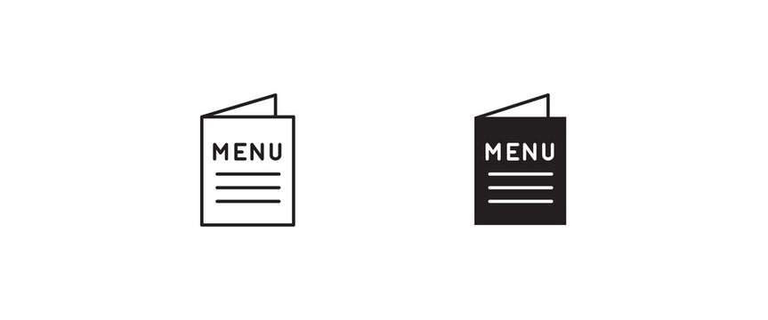 Food menu card icon Cooking, cuisine restaurant or cafe. line and flat icons set, editable stroke isolated on white, linear vector outline illustration, symbol logo design style