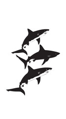 Fototapeta premium Sharks silhouette isolated in White background