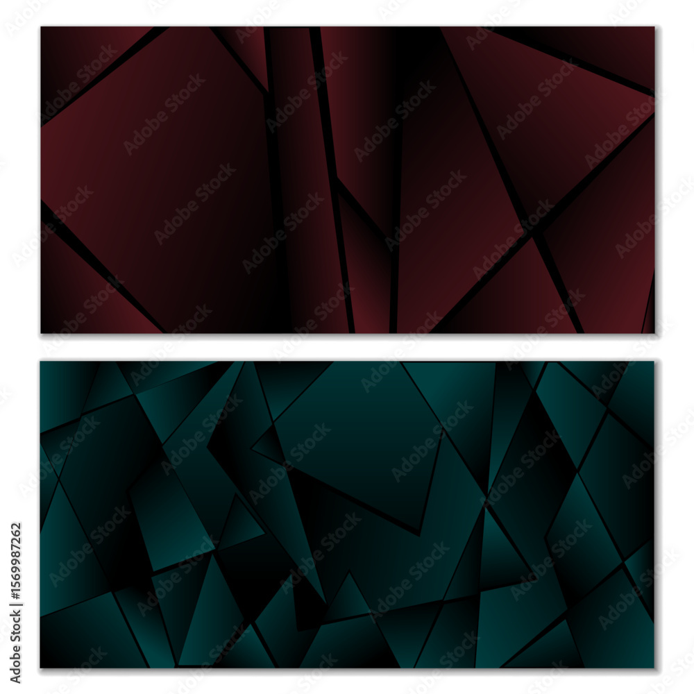 Poster abstract polygonal pattern. set of two dark gradient polygonal backgrounds. background design, cover
