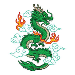 Obraz premium Pixel Art Chinese Dragon: Majestic Mythical Creature in 8-Bit Style