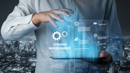 Change management strategy combining innovation, globalization, and teamwork to enable business...