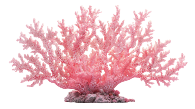 A single pink beautiful coral reef isolated on white background 
