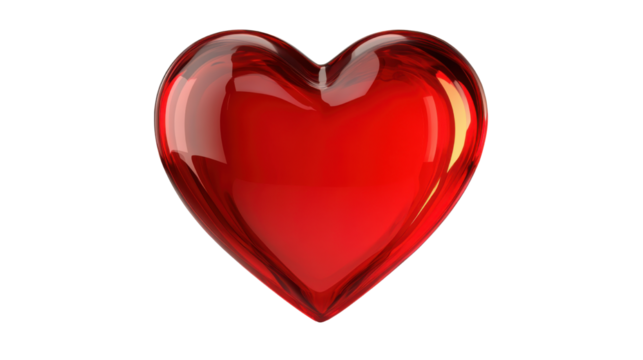Beautiful red  heart shaped 3d  render icon isolated on white background 