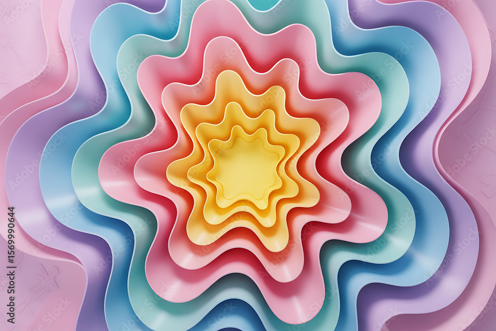 Aufkleber abstract pastel waves of color flow and overlap creating a soothing layered visual effect