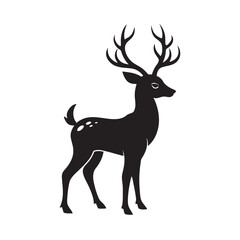 Adolescent Buck With Tiny Antlers Silhouette