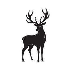Majestic Deer With Giant Antlers Silhouette