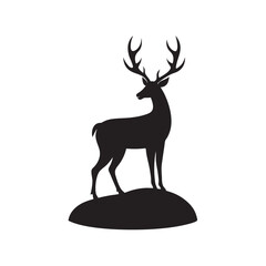 Solitary Deer Standing On Rock Silhouette