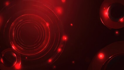 Red digital background with circular elements and tech-inspired design for presentation or motion graphics, featuring a dark red gradient, black background, circular shapes, and red glow Generative AI