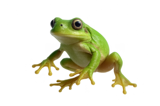 A vibrant green tree frog isolated on a transparent background, ready to use