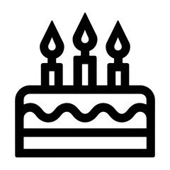 Birthday cake with candles in bold line style for mobile app icons and interface UI - concept of celebrations and reminders