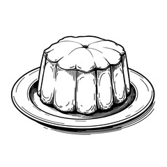 Molded jelly dessert icon in vintage hand-drawn style for retro branding and nostalgic food design - concept of fun and childhood treats
