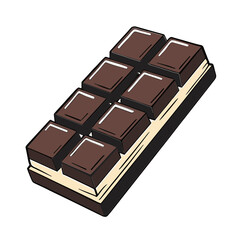 Chocolate bar with cream filling in color sketch style for candy packaging and product visuals - concept of indulgence and sweets