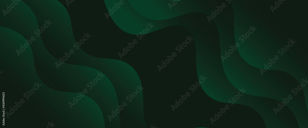 Poster abstract dark green background simple modern with green color wavy design. vector eps10