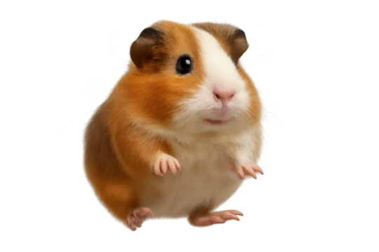 Cute guinea pig isolated on a transparent background, charming and adorable