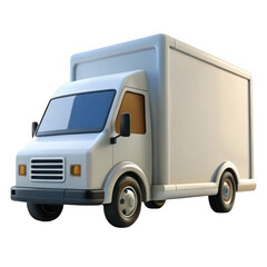3d white delivery van isolated on transparent background