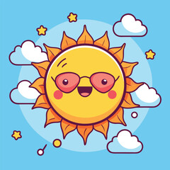 A Cute and Cheerful Sun Vector Illustration Happy Sunny Day Graphics