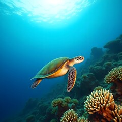 green turtle swimming