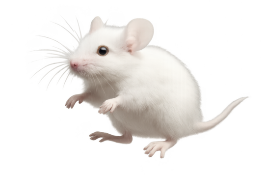 White mouse, lab mouse, isolated on transparent background, studio shot, pet