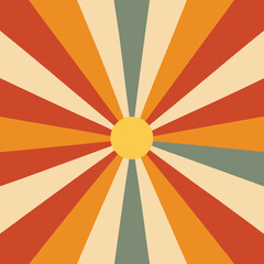 Obraz premium Retro Sunburst Pattern A Repeating Design of Vintage Rays in Warm Tones