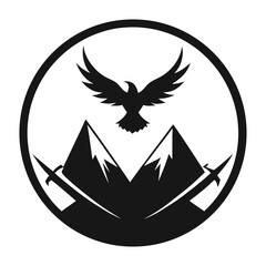 Vector illustration of an eagle and a mountain logo