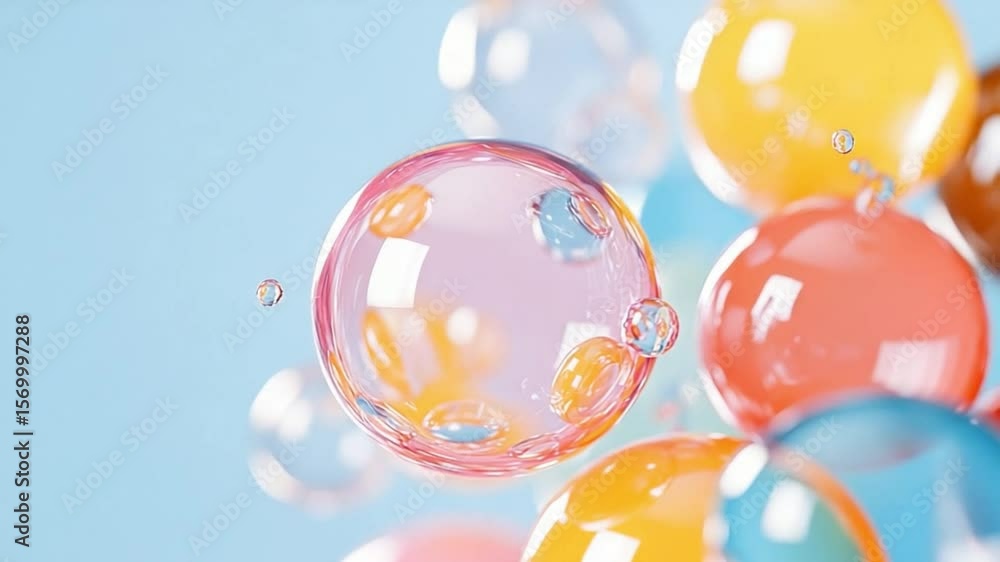 Aufkleber floating spheres: a vibrant collection of translucent spheres, each echoing a world of color and lig
