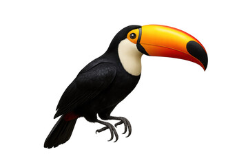 Naklejka premium Elegant toucan perched, isolated on a transparent background for easy compositing