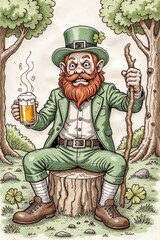 Ai gnomo irlandese che  beve birra 02