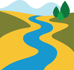 Serpentine River: A stylized illustration captures the tranquil essence of a winding river as it meanders through a scenic landscape.