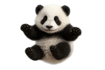 Fototapeta premium Adorable panda cub isolated on transparent background, cute and playful pose