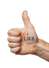 High-Resolution Hand Gesture: I Like Sign, Isolated on White okay happy sharp clear clean