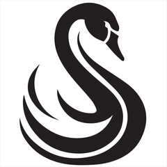 Fototapeta premium Minimal Silhouette Swan Logo Vector Illustration – Elegant Flat Design Black Swan Icon Isolated on White Background – Clean, Simple, Editable Graphic for Beauty, Fashion, Wedding, and Nature Branding