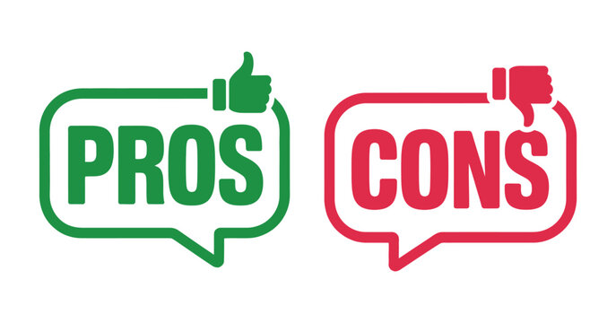 Pros and Cons Comparison Graphic vector illustration of an white background with hearts
