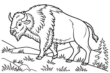 coloring page line art the buffalo black vector