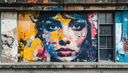 Vibrant Urban Mural Art Featuring Female Portrait on Wall